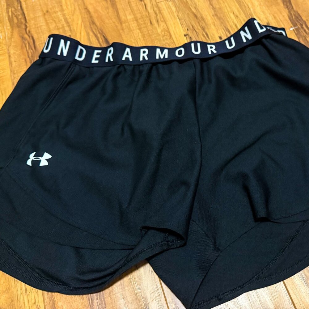 Under Armour Women's Play Up 2-in-1 Shorts – Black, Size Large